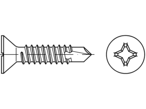 DIN 7504 P / ISO 15482 self-drilling sheet metal screws with countersunk head - Eurobolt sheet metal screws